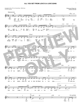page one of All You Get From Love Is A Love Song (Lead Sheet / Fake Book)
