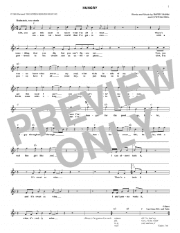 page one of Hungry (Lead Sheet / Fake Book)