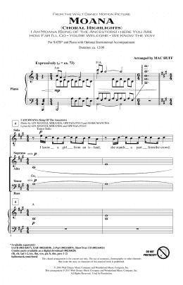 page one of Moana (Choral Highlights) (SATB Choir)