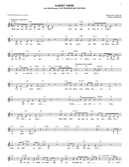 page one of Almost There (from The Princess and the Frog) (Lead Sheet / Fake Book)