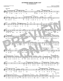 page one of Ev'rybody Wants To Be A Cat (Lead Sheet / Fake Book)