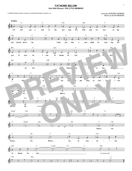 page one of Fathoms Below (from The Little Mermaid) (Lead Sheet / Fake Book)