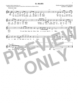 page one of G.I. Blues (Lead Sheet / Fake Book)