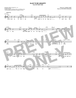 page one of Glad To Be Unhappy (Lead Sheet / Fake Book)