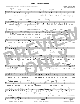 page one of Here You Come Again (Lead Sheet / Fake Book)