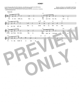 page one of Honey (Lead Sheet / Fake Book)