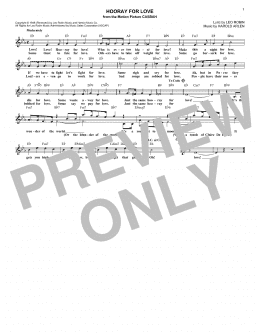 page one of Hooray For Love (Lead Sheet / Fake Book)