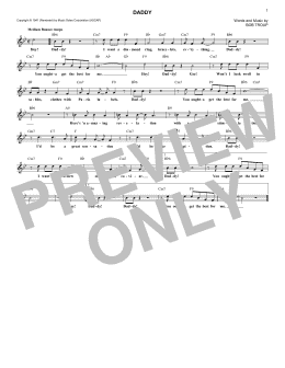 page one of Daddy (Lead Sheet / Fake Book)