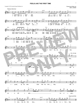 page one of Feels Like The First Time (Lead Sheet / Fake Book)