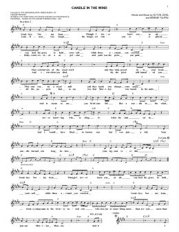 page one of Candle In The Wind (Lead Sheet / Fake Book)