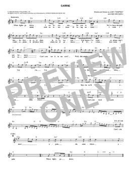 page one of Carrie (Lead Sheet / Fake Book)