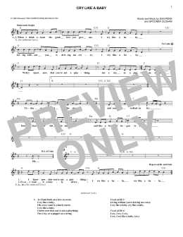 page one of Cry Like A Baby (Lead Sheet / Fake Book)