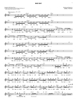 page one of Bad Day (Lead Sheet / Fake Book)