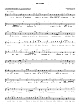 page one of 100 Years (Lead Sheet / Fake Book)