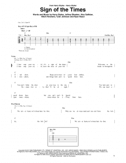 page one of Sign Of The Times (Guitar Rhythm Tab)