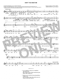 page one of Don't You Want Me (Lead Sheet / Fake Book)