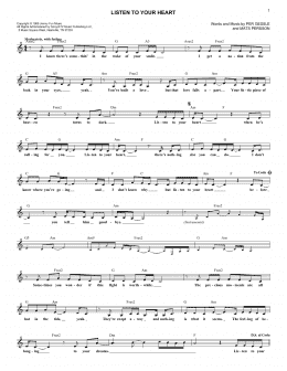 page one of Listen To Your Heart (Lead Sheet / Fake Book)