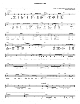 page one of These Dreams (Lead Sheet / Fake Book)