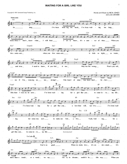 page one of Waiting For A Girl Like You (Lead Sheet / Fake Book)