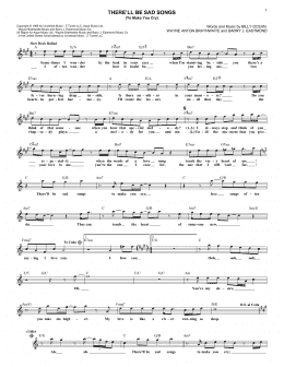 page one of There'll Be Sad Songs (To Make You Cry) (Lead Sheet / Fake Book)