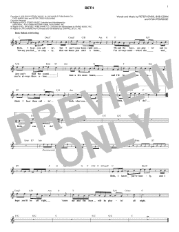 page one of Beth (Lead Sheet / Fake Book)