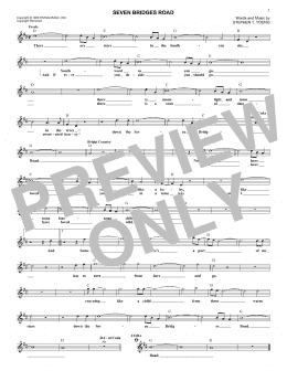 page one of Seven Bridges Road (Lead Sheet / Fake Book)