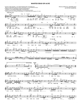 page one of Wanted Dead Or Alive (Lead Sheet / Fake Book)