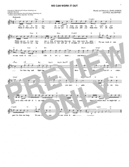 page one of We Can Work It Out (Lead Sheet / Fake Book)