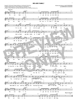 page one of We Are Family (Lead Sheet / Fake Book)