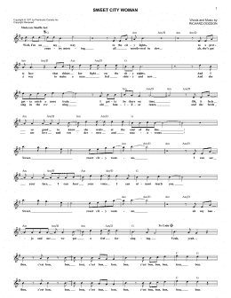 page one of Sweet City Woman (Lead Sheet / Fake Book)