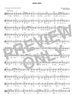 page one of Angel Baby (Lead Sheet / Fake Book)