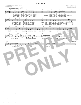page one of Don't Stop (Lead Sheet / Fake Book)