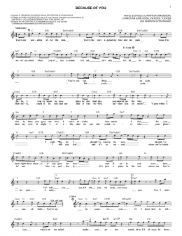 page one of Because Of You (Lead Sheet / Fake Book)