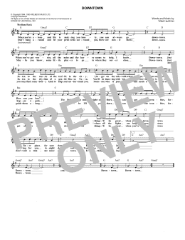 page one of Downtown (Lead Sheet / Fake Book)
