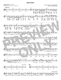 page one of Beach Baby (Lead Sheet / Fake Book)