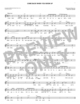 page one of Come Back When You Grow Up (Lead Sheet / Fake Book)