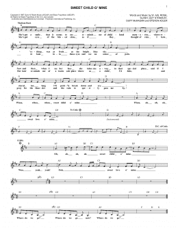 page one of Sweet Child O' Mine (Lead Sheet / Fake Book)