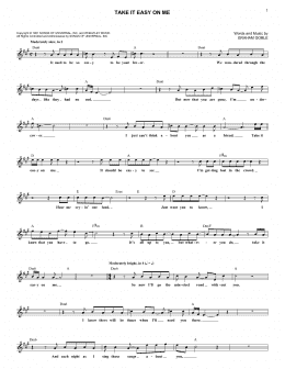 page one of Take It Easy On Me (Lead Sheet / Fake Book)