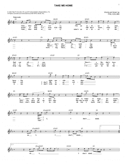 page one of Take Me Home (Lead Sheet / Fake Book)