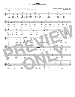 page one of Tammy (Lead Sheet / Fake Book)