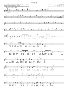 page one of Patience (Lead Sheet / Fake Book)