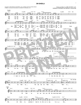 page one of Oh Sheila (Lead Sheet / Fake Book)