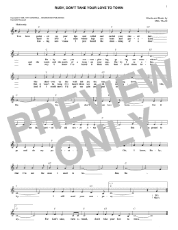 page one of Ruby, Don't Take Your Love To Town (Lead Sheet / Fake Book)