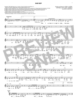 page one of She Bop (Lead Sheet / Fake Book)