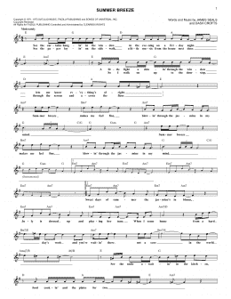 page one of Summer Breeze (Lead Sheet / Fake Book)