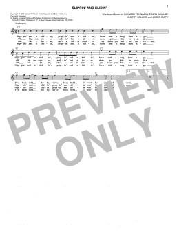 page one of Slippin' And Slidin' (Lead Sheet / Fake Book)