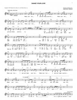 page one of Shake Your Love (Lead Sheet / Fake Book)
