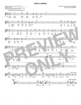 page one of She's A Woman (Lead Sheet / Fake Book)