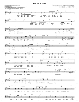 page one of New Kid In Town (Lead Sheet / Fake Book)