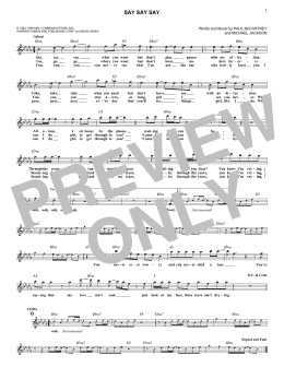 page one of Say Say Say (Lead Sheet / Fake Book)